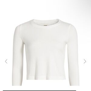 L'AGENCE Benny White/Blanc Long Sleeve Crop Tee